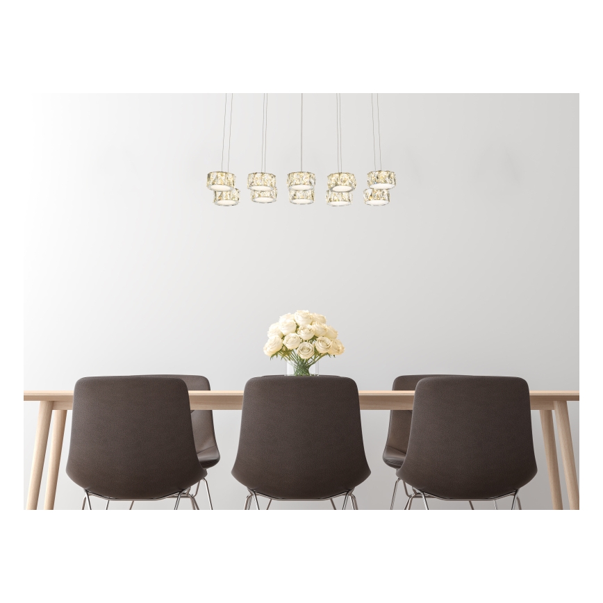 Globo - LED ljuskrona med textilsladd LED/92W/230V 4000K skinande krom/genomskinlig