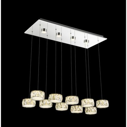 Globo - LED ljuskrona med textilsladd LED/92W/230V 4000K skinande krom/genomskinlig