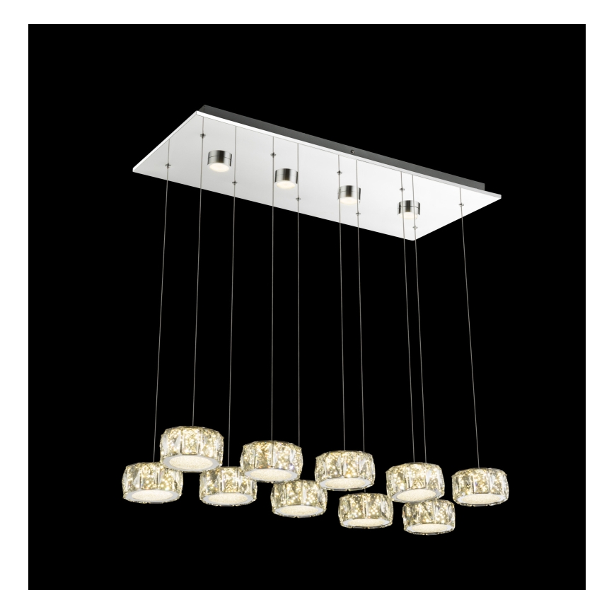 Globo - LED ljuskrona med textilsladd LED/92W/230V 4000K skinande krom/genomskinlig