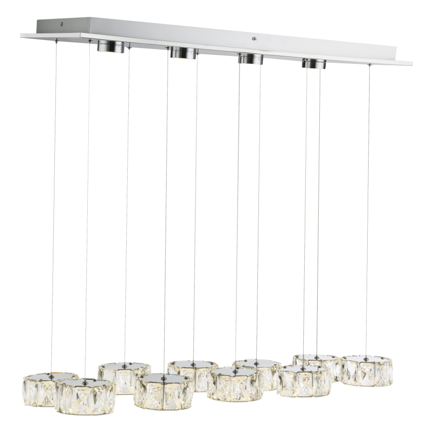 Globo - LED ljuskrona med textilsladd LED/92W/230V 4000K skinande krom/genomskinlig
