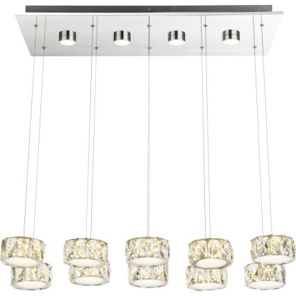 Globo - LED ljuskrona med textilsladd LED/92W/230V 4000K skinande krom/genomskinlig