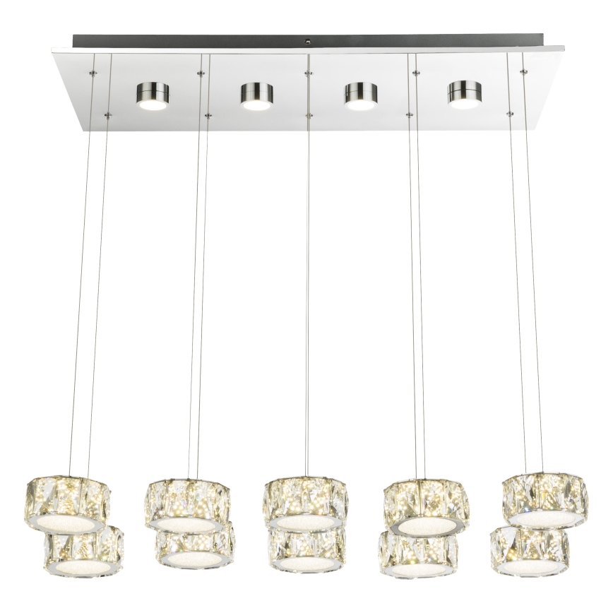 Globo - LED ljuskrona med textilsladd LED/92W/230V 4000K skinande krom/genomskinlig