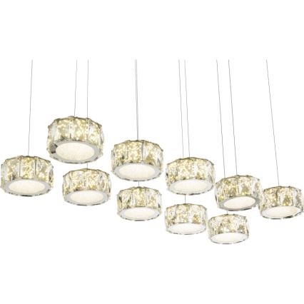 Globo - LED ljuskrona med textilsladd LED/92W/230V 4000K skinande krom/genomskinlig