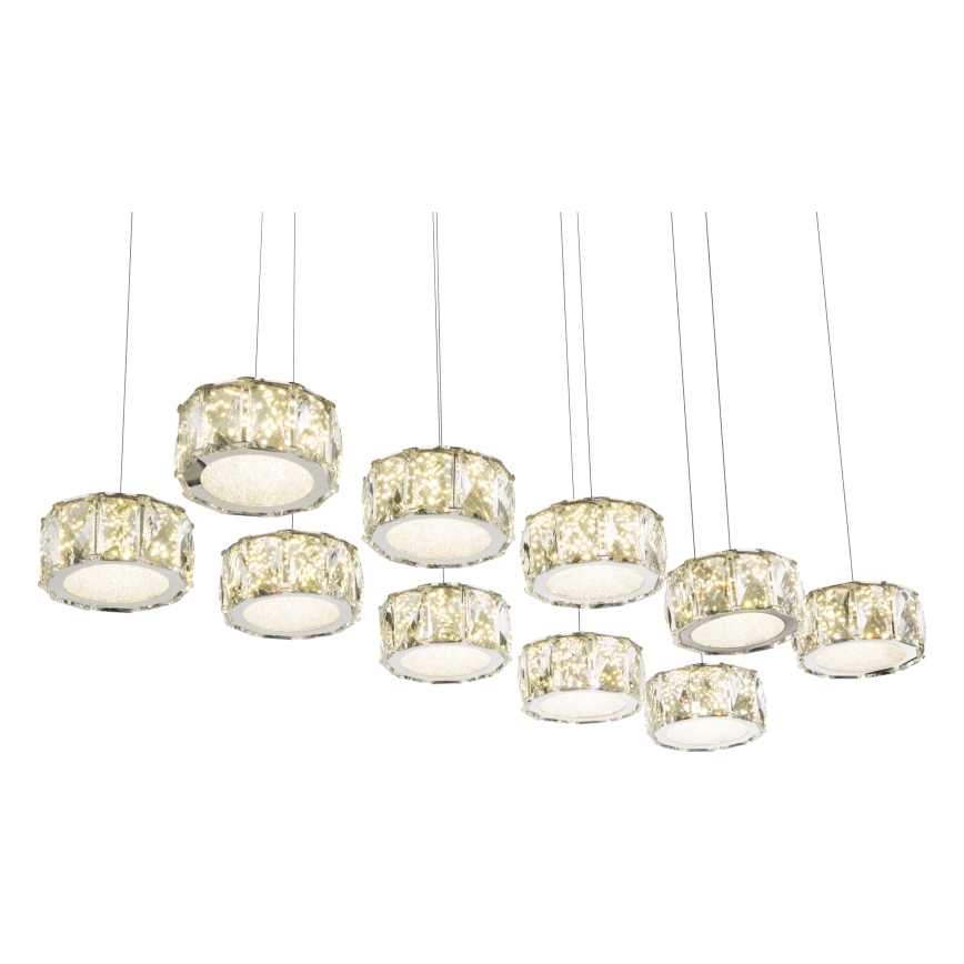Globo - LED ljuskrona med textilsladd LED/92W/230V 4000K skinande krom/genomskinlig