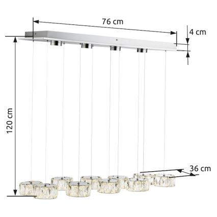 Globo - LED ljuskrona med textilsladd LED/92W/230V 4000K skinande krom/genomskinlig