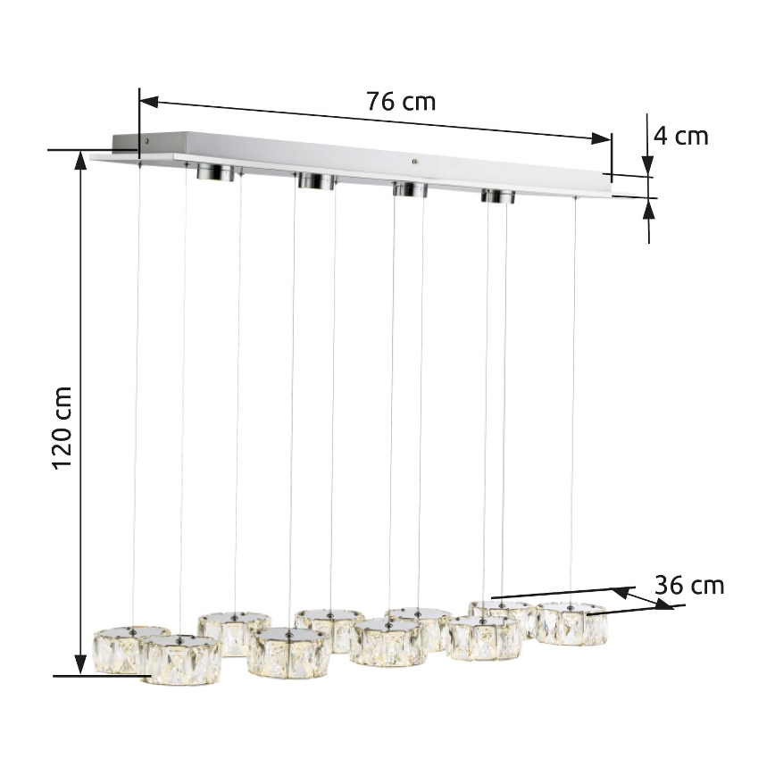 Globo - LED ljuskrona med textilsladd LED/92W/230V 4000K skinande krom/genomskinlig