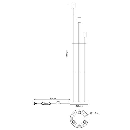Globo 54008-3S - Golvlampa MARTHA 3xE27/60W/230V