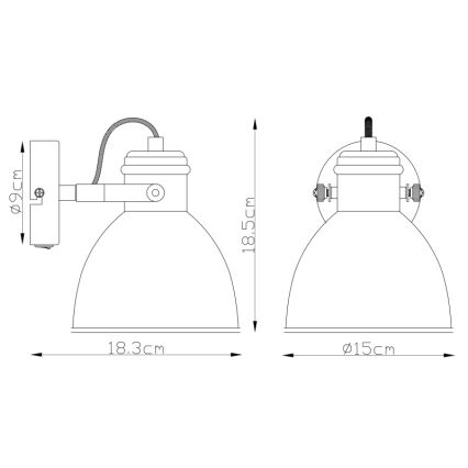 Globo 54018-1S - Väggspotlight WIHO 1xE27/40W/230V