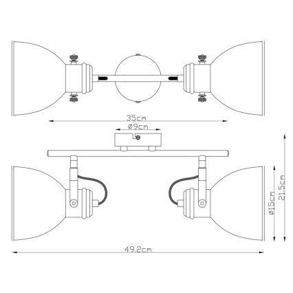 Globo 54018-2S - Spotlight WIHO 2xE27/40W/230V