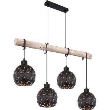 Globo 54029-4H - Pendellampa på vajer JODIE 4xE27/40W/230V beige/svart
