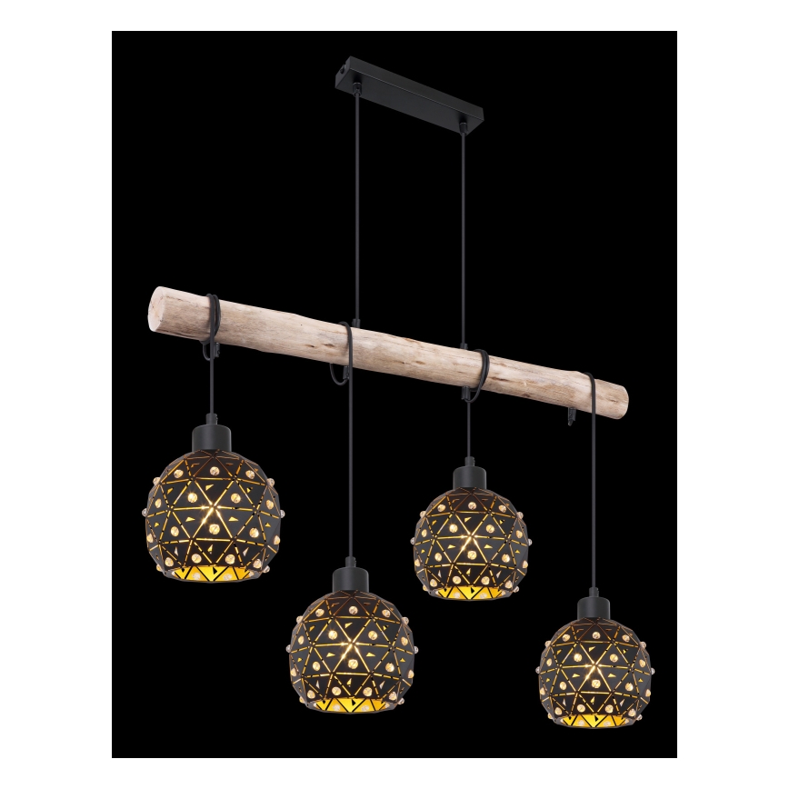 Globo 54029-4H - Pendellampa på vajer JODIE 4xE27/40W/230V beige/svart