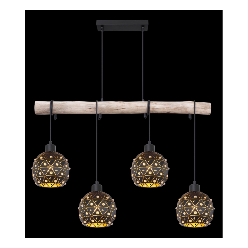 Globo 54029-4H - Pendellampa på vajer JODIE 4xE27/40W/230V beige/svart