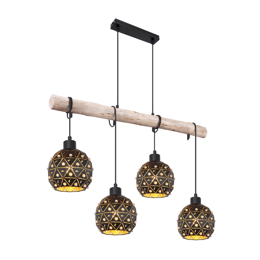 Globo 54029-4H - Pendellampa på vajer JODIE 4xE27/40W/230V beige/svart