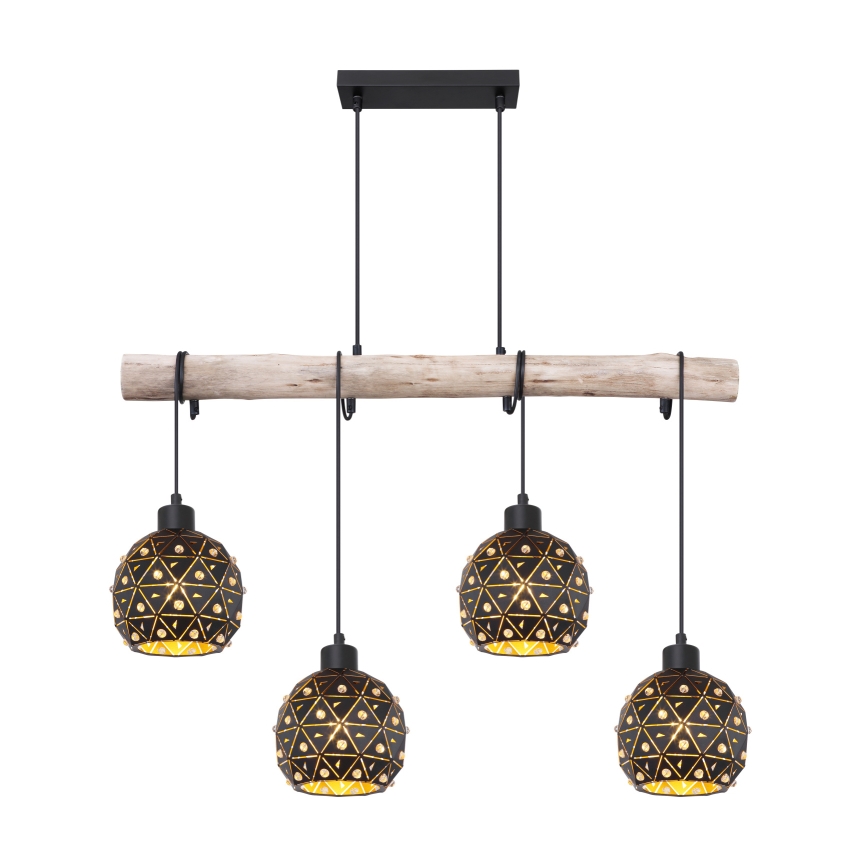 Globo 54029-4H - Pendellampa på vajer JODIE 4xE27/40W/230V beige/svart