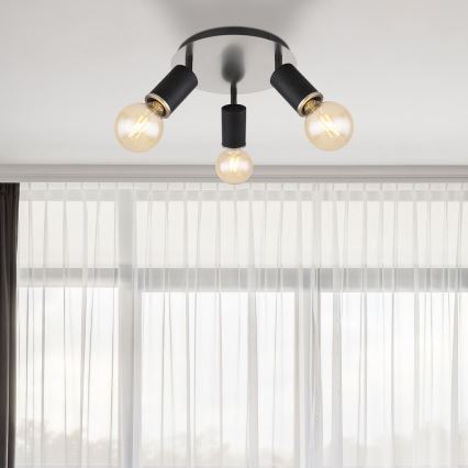 Globo - Spotlampa 3xE27/60W/230V svart trä