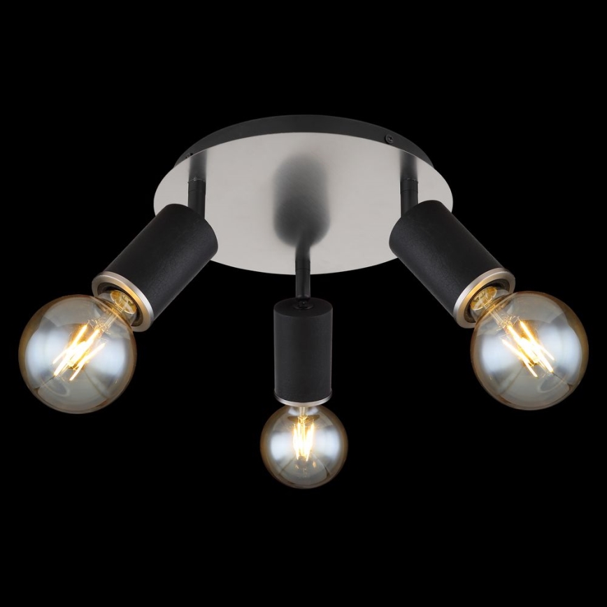 Globo - Spotlampa 3xE27/60W/230V svart trä