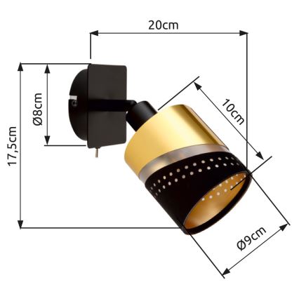 Globo - Väggspotlight 1xE14/25W/230V svart/guld