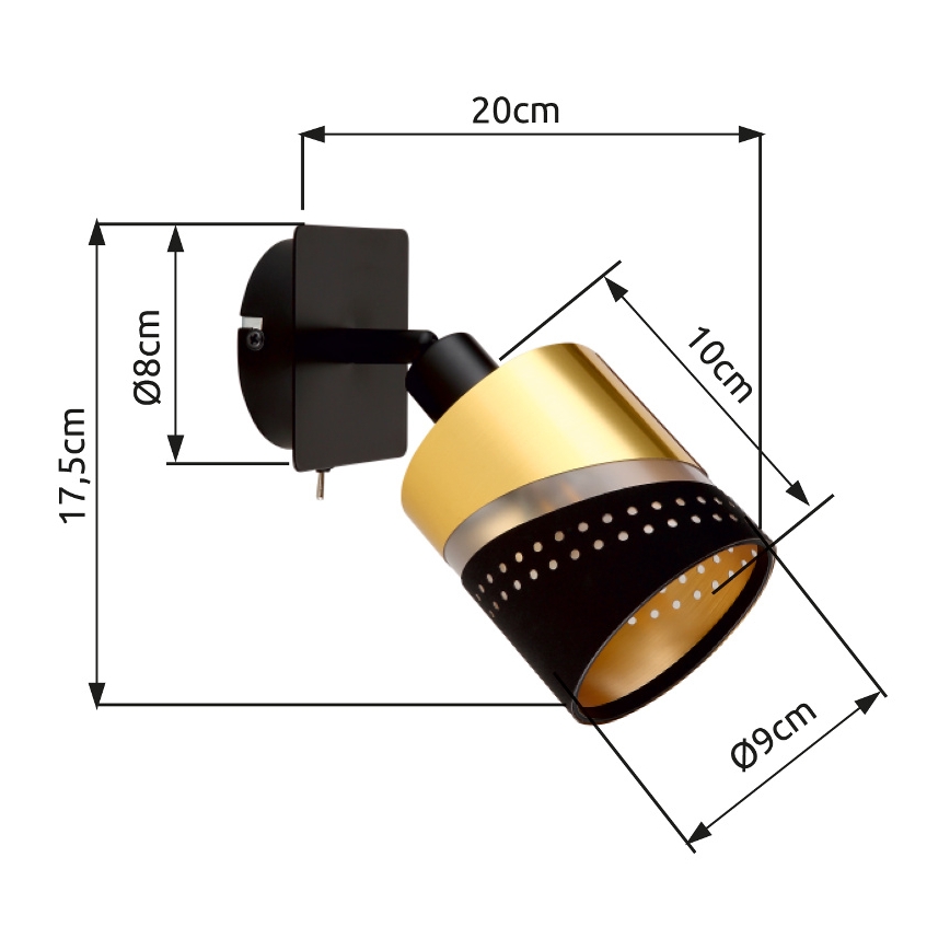 Globo - Väggspotlight 1xE14/25W/230V svart/guld
