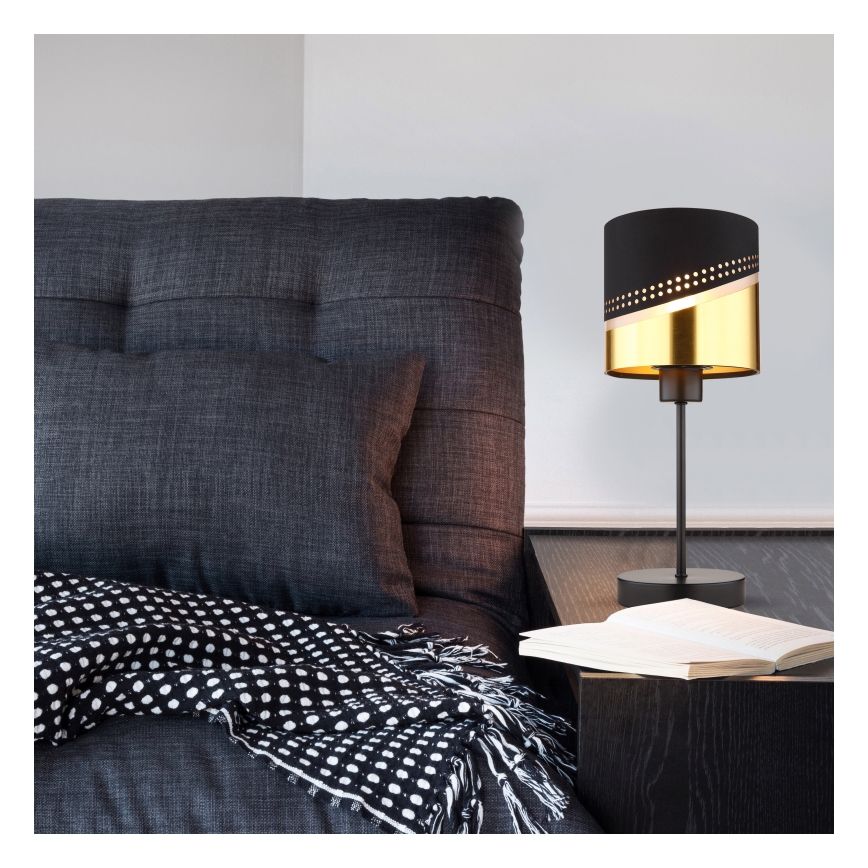 Globo - Bordslampa 1xE27/40W/230V diameter 16 cm svart/guld