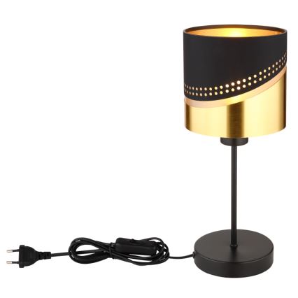 Globo - Bordslampa 1xE27/40W/230V diameter 16 cm svart/guld