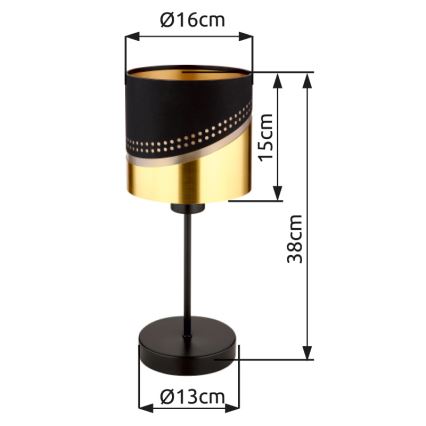 Globo - Bordslampa 1xE27/40W/230V diameter 16 cm svart/guld