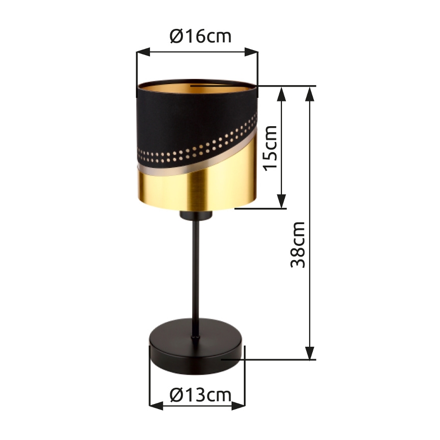 Globo - Bordslampa 1xE27/40W/230V diameter 16 cm svart/guld