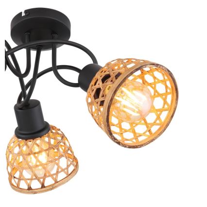 Globo - Fäst ljuskrona 3xE27/15W/230V Bambu