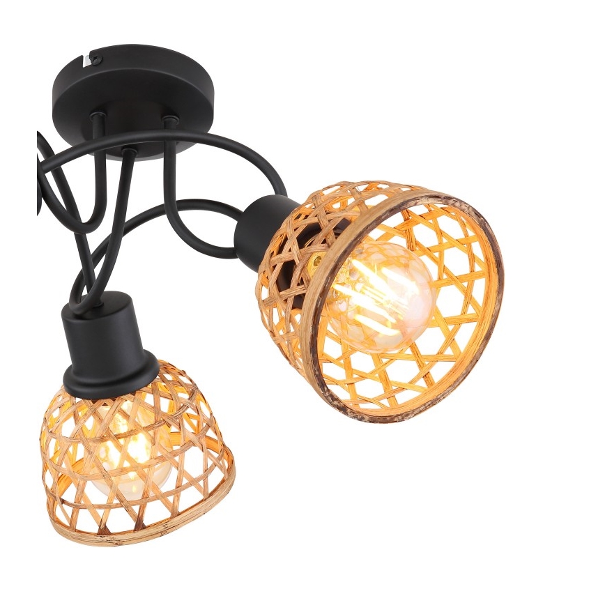 Globo - Fäst ljuskrona 3xE27/15W/230V Bambu