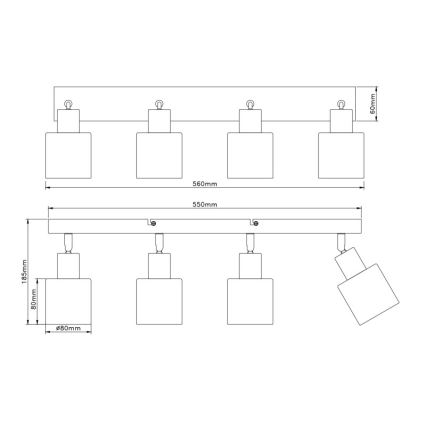 Globo - Spotlampa 4xE14/25W/230V