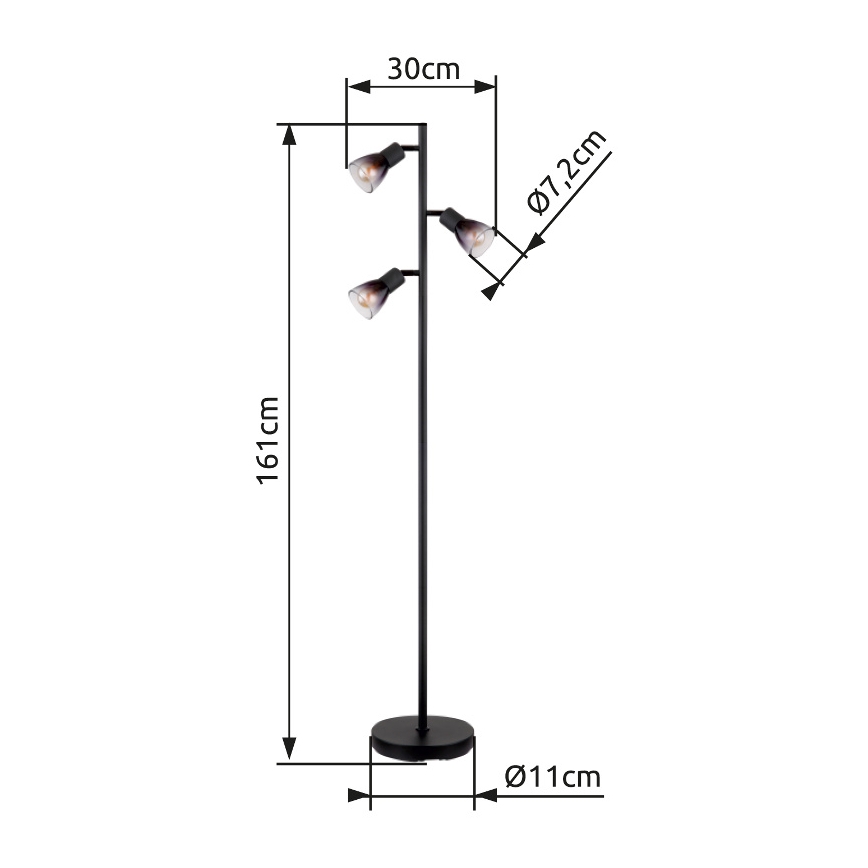 Globo - Golvlampa 3xE14/25W/230V svart