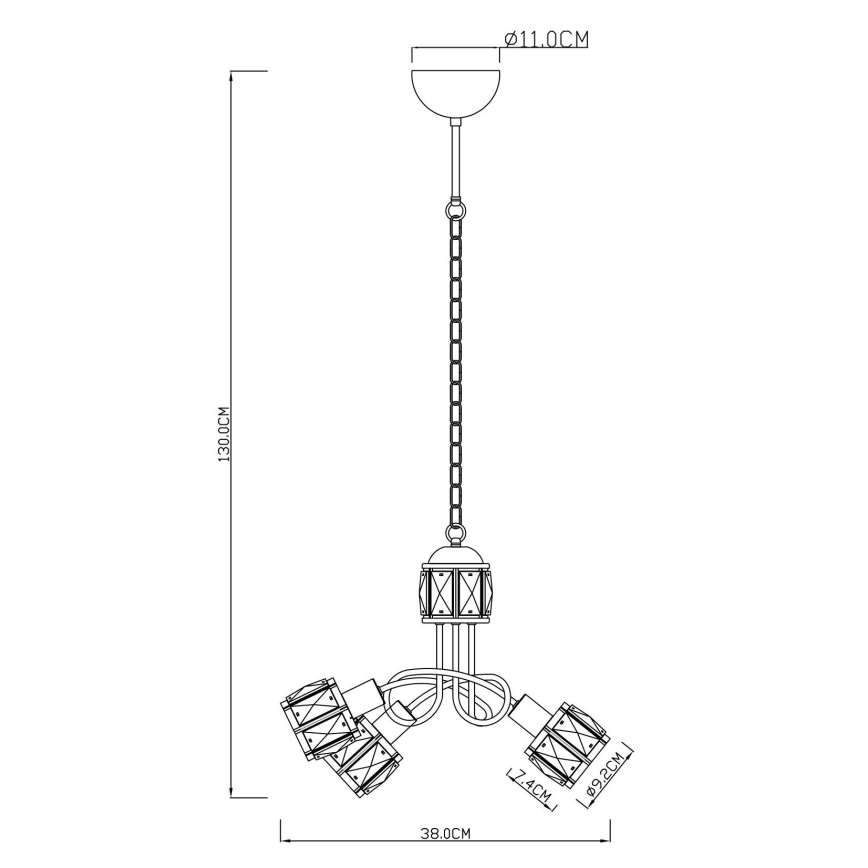 Globo 54356-3H - LED Ljuskrona med kedja KRIS 3xE14/40W/230V + LED/5W