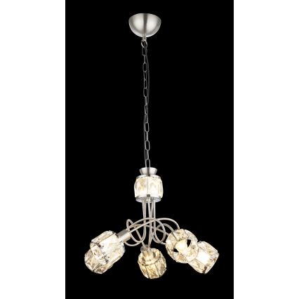 Globo 54356-5H - LED Ljuskrona med kedja KRIS 5xE14/40W/230V + LED/5W