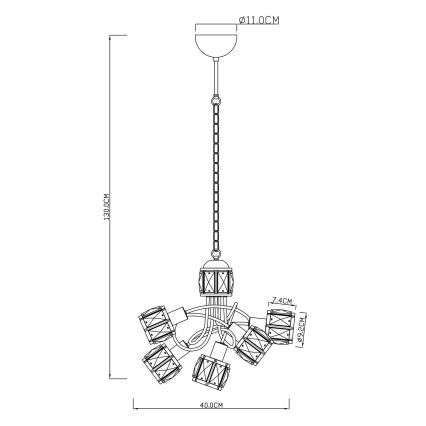 Globo 54356-5H - LED Ljuskrona med kedja KRIS 5xE14/40W/230V + LED/5W