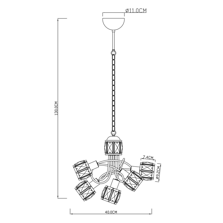Globo 54356-5H - LED Ljuskrona med kedja KRIS 5xE14/40W/230V + LED/5W