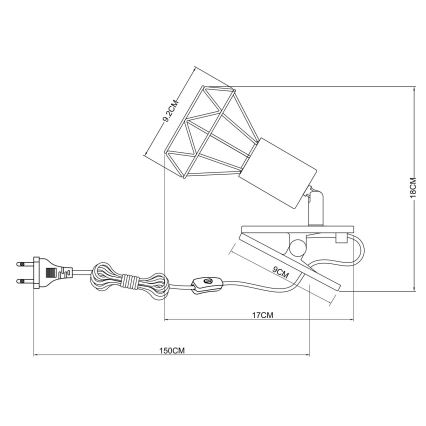 Globo - Vägglampa med klämma 1xE14/40W/230V svart