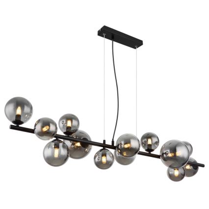 Globo - LED ljuskrona med textilsladd 13xG9/3,5W/230V rökig/svart
