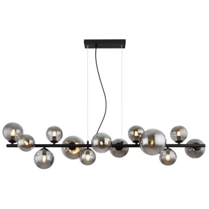 Globo - LED ljuskrona med textilsladd 13xG9/3,5W/230V rökig/svart