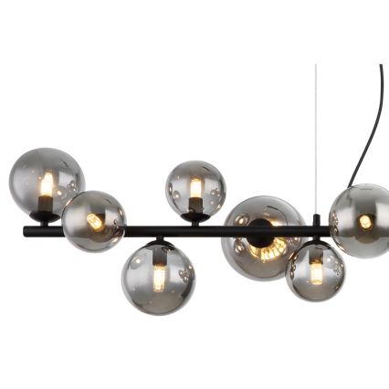 Globo - LED ljuskrona med textilsladd 13xG9/3,5W/230V rökig/svart