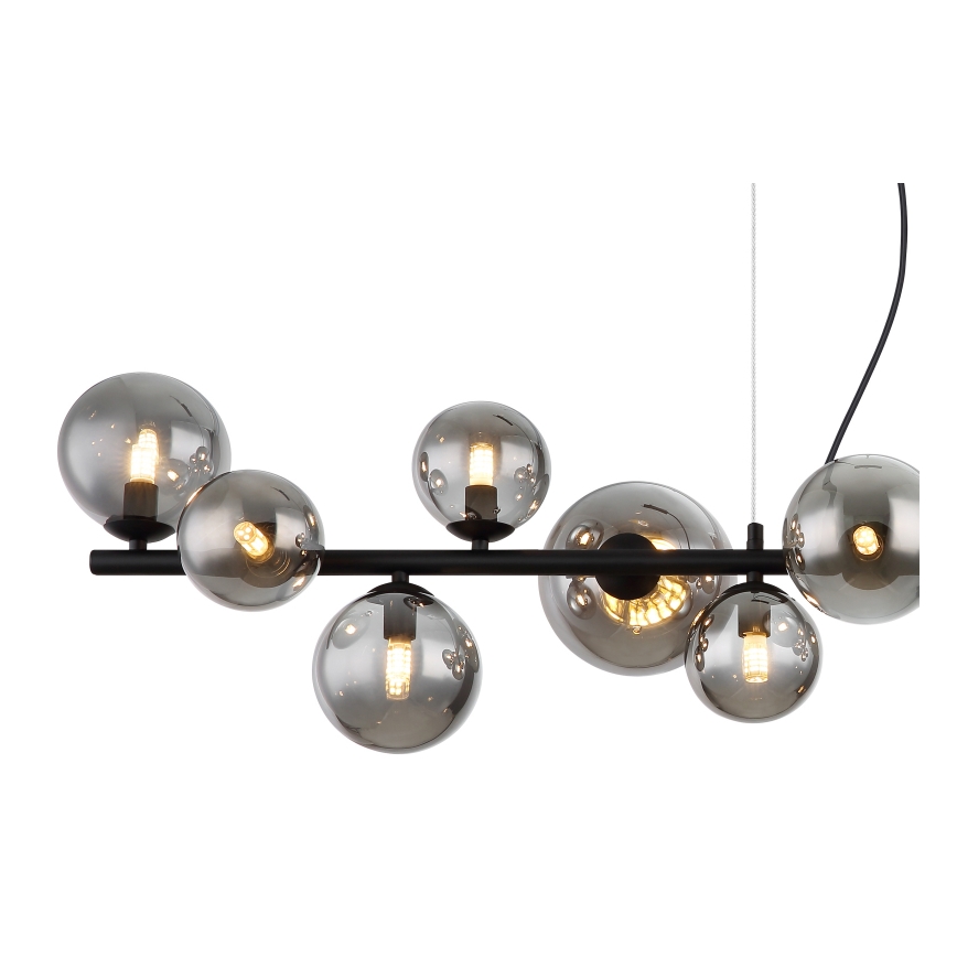 Globo - LED ljuskrona med textilsladd 13xG9/3,5W/230V rökig/svart