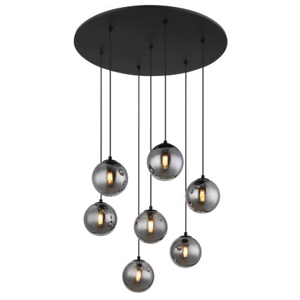 Globo - LED ljuskrona med textilsladd 7xG9/3,5W/230V rökig/svart