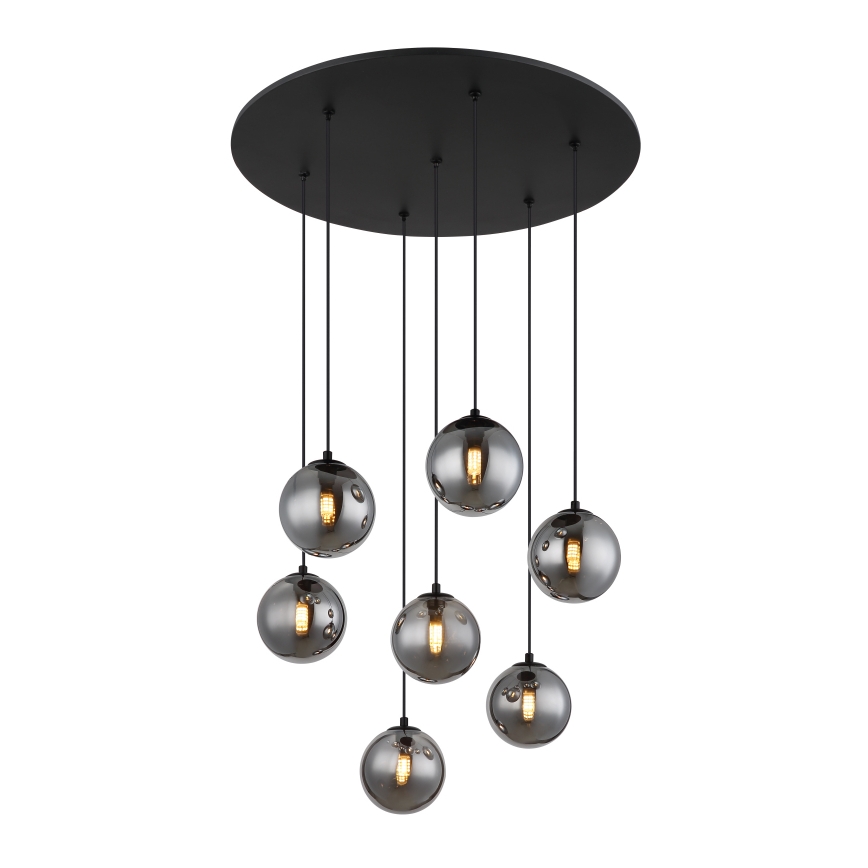 Globo - LED ljuskrona med textilsladd 7xG9/3,5W/230V rökig/svart