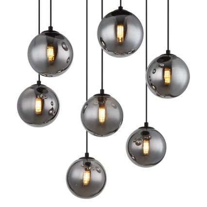 Globo - LED ljuskrona med textilsladd 7xG9/3,5W/230V rökig/svart