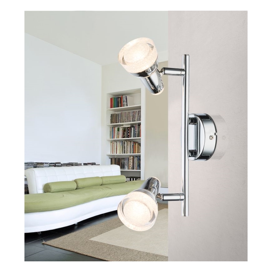 Globo - LED spotlight 2xLED/4W/230V skinande krom