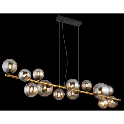 Globo - LED ljuskrona med textilsladd 13xG9/3,5W/230V rökig/brun