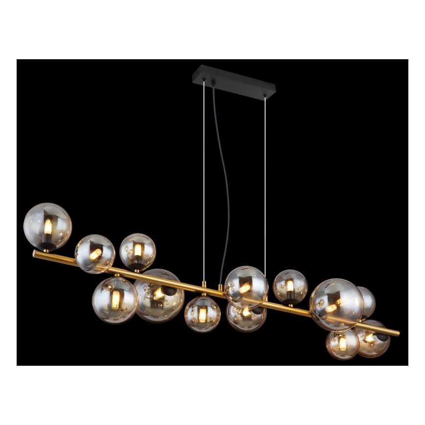 Globo - LED ljuskrona med textilsladd 13xG9/3,5W/230V rökig/brun