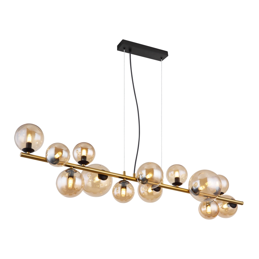 Globo - LED ljuskrona med textilsladd 13xG9/3,5W/230V rökig/brun