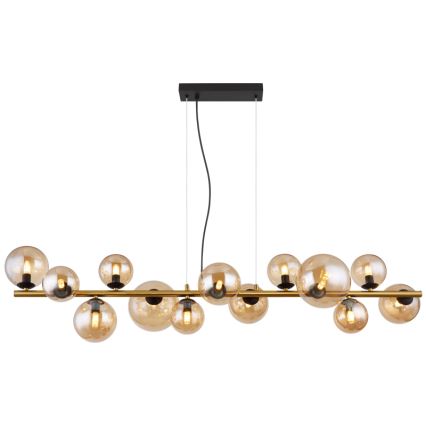 Globo - LED ljuskrona med textilsladd 13xG9/3,5W/230V rökig/brun