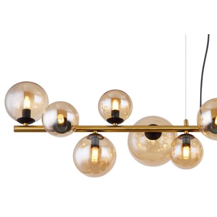 Globo - LED ljuskrona med textilsladd 13xG9/3,5W/230V rökig/brun