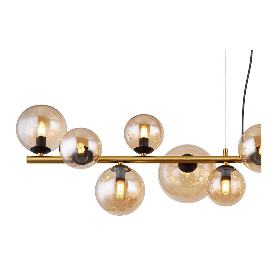Globo - LED ljuskrona med textilsladd 13xG9/3,5W/230V rökig/brun