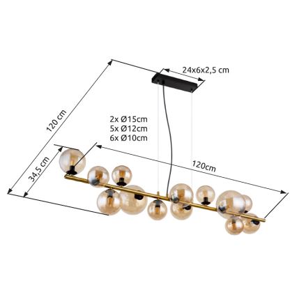 Globo - LED ljuskrona med textilsladd 13xG9/3,5W/230V rökig/brun